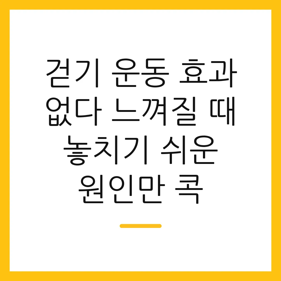 걷기 운동 효과 없다 느껴질 때 놓치기 쉬운 원인만 콕