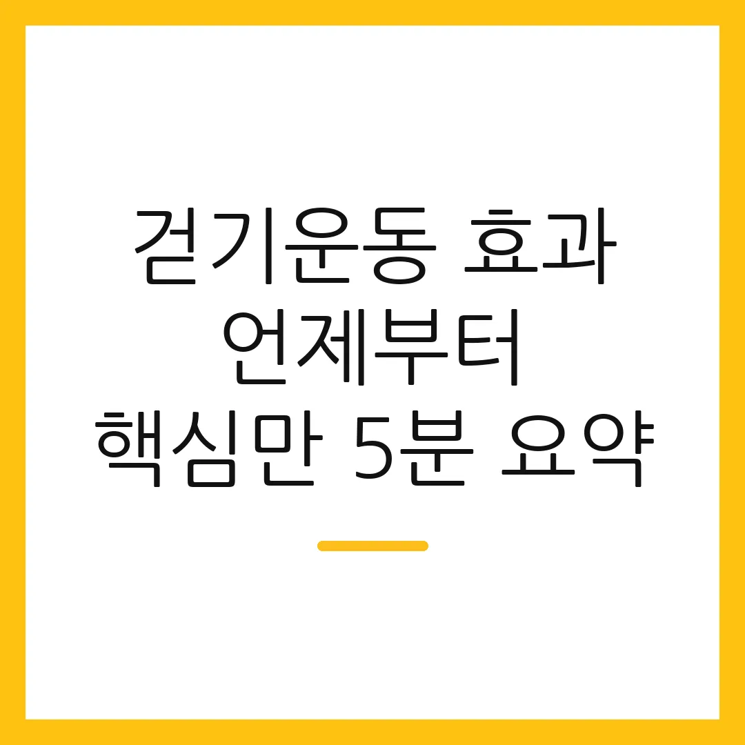 걷기운동 효과 언제부터 핵심만 5분 요약