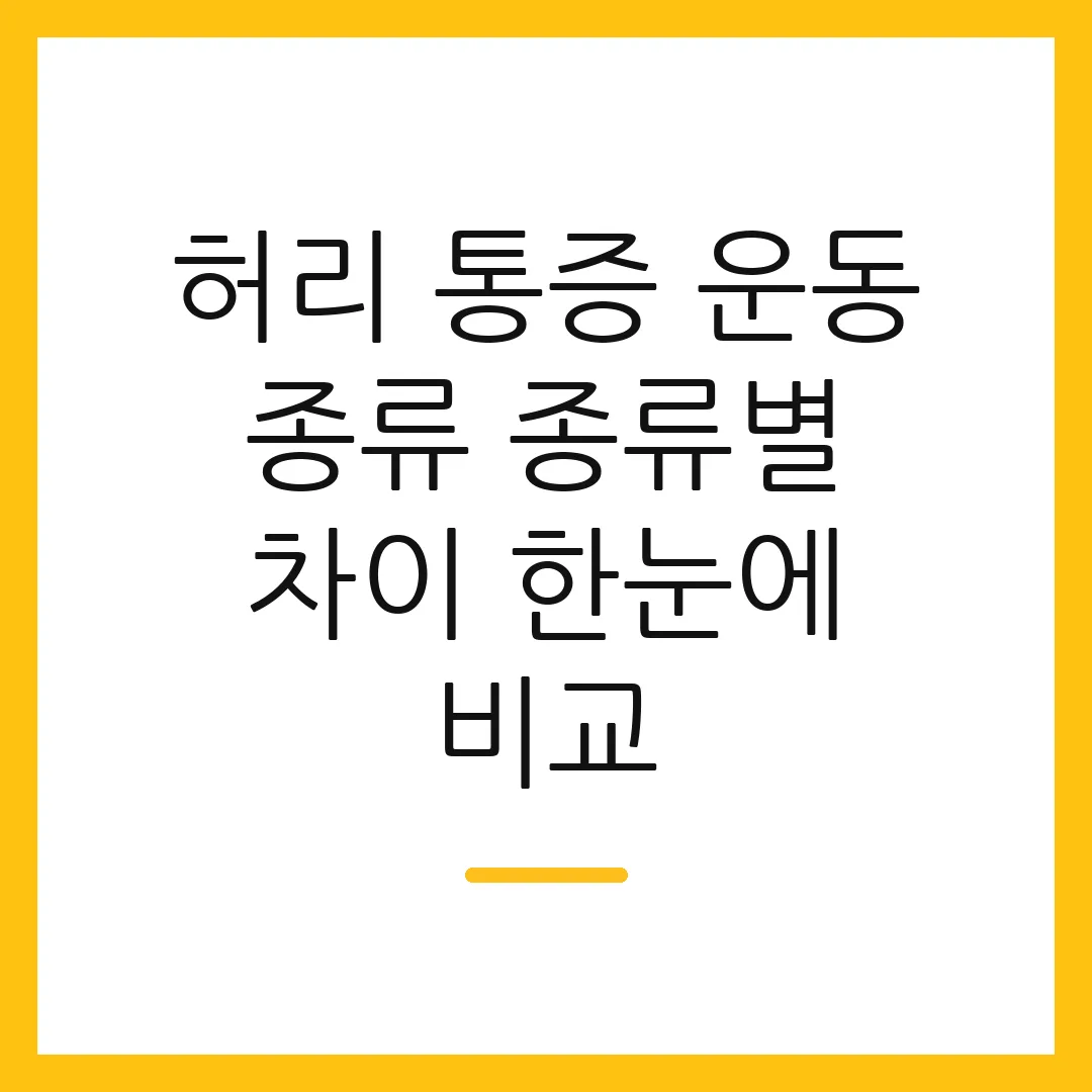 허리 통증 운동 종류 종류별 차이 한눈에 비교